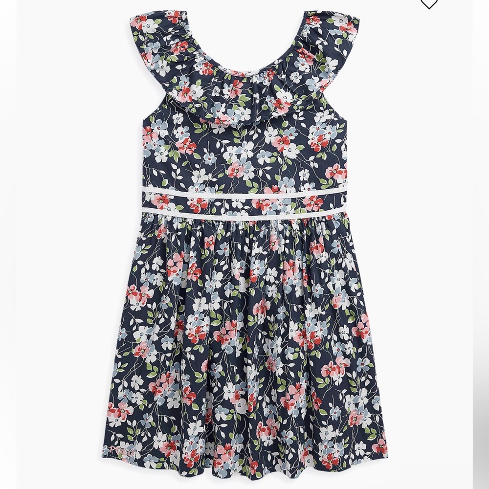 NWT Polo‎ Ralph Lauren Girls Floral Poplin Ruffle Dress Easter Spring Summer